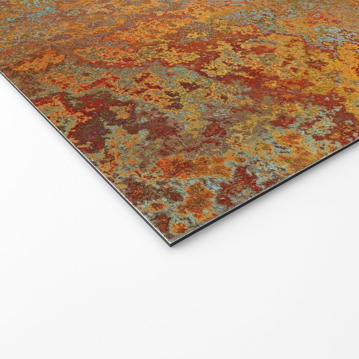 Vintage Teal and Copper Rust Welcome Mat Gallery Image 2