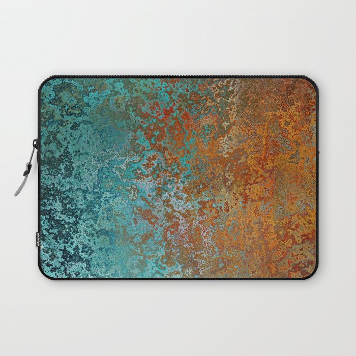 Vintage Teal and Copper Rust Laptop Sleeve Gallery Image 1