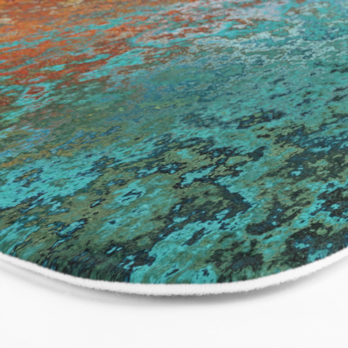 Vintage Teal and Copper Rust Bath Mat Gallery Image 3