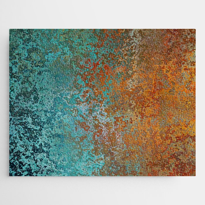 Vintage Teal and Copper Rust Jigsaw Puzzle Gallery Image 1