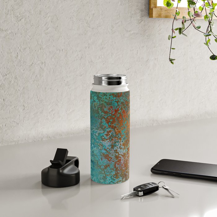 Vintage Teal and Copper Rust Water Bottle Gallery Image 4
