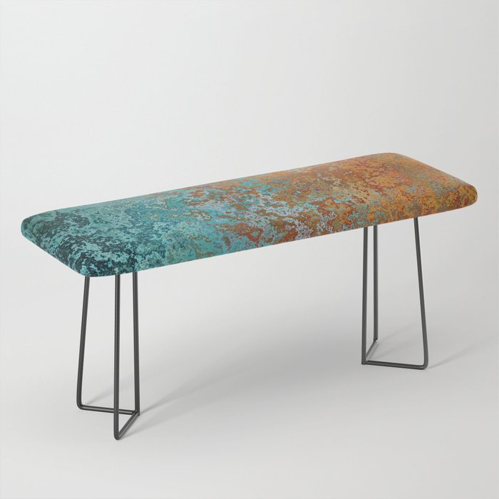 Vintage Teal and Copper Rust Bench Gallery Image 1