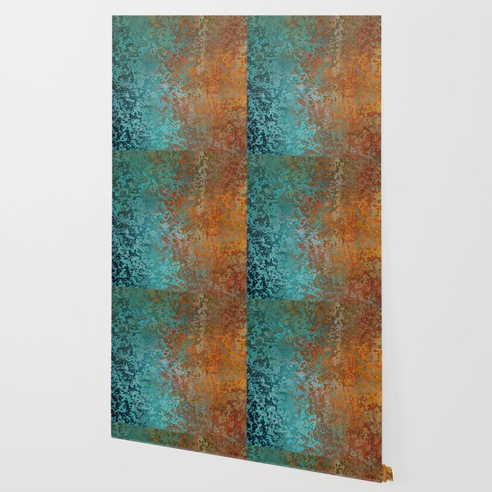 Vintage Teal and Copper Rust Wallpaper Gallery Image 2