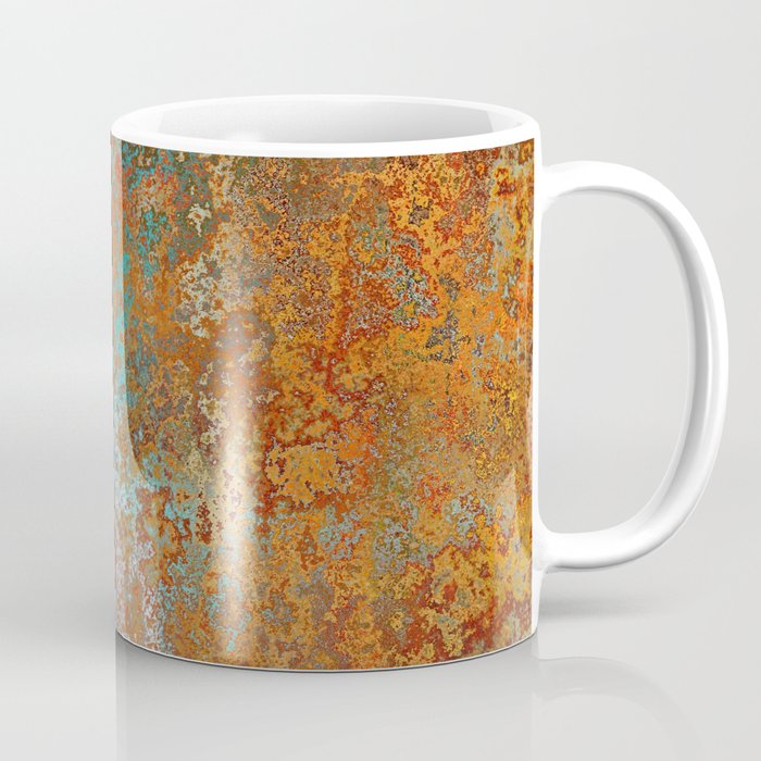 Vintage Teal and Copper Rust Coffee Mug Gallery Image 1