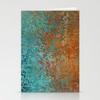 Vintage Teal and Copper Rust Stationery Card Gallery Image 2