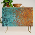 Vintage Teal and Copper Rust Credenza Gallery Image 1