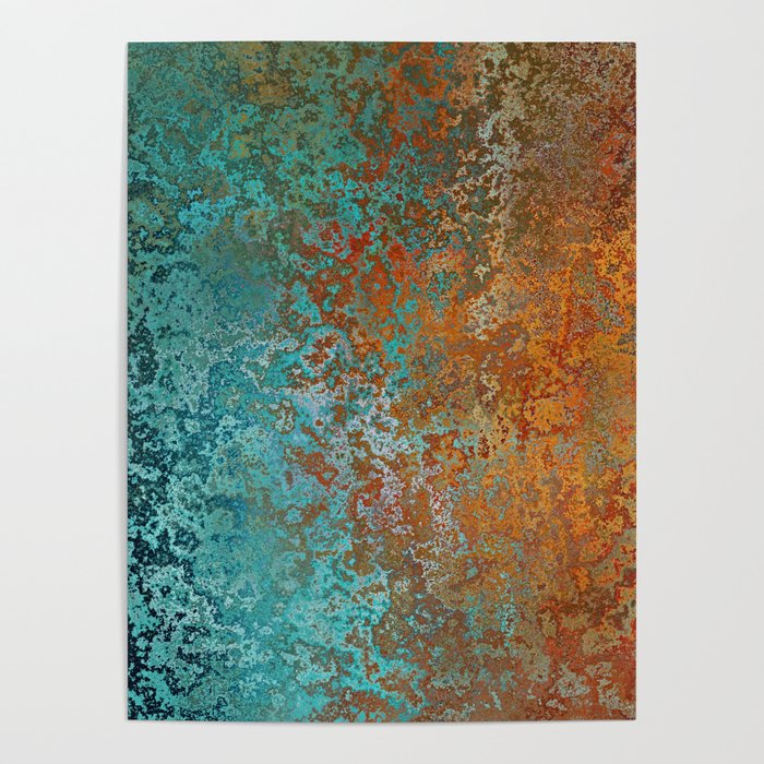 Vintage Teal and Copper Rust Poster Gallery Image 4
