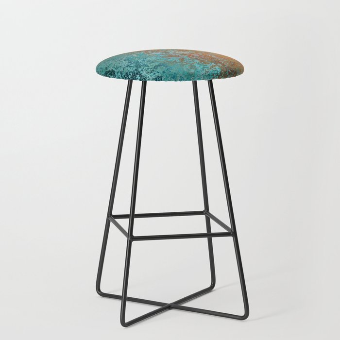 Vintage Teal and Copper Rust Stool Gallery Image 1