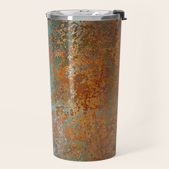 Vintage Teal and Copper Rust Travel Mug Gallery Image 2