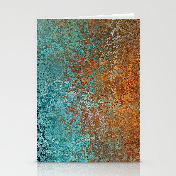 Vintage Teal and Copper Rust Stationery Card Gallery Image 1