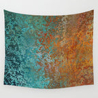 Vintage Teal and Copper Rust Wall Tapestry Gallery Image 4