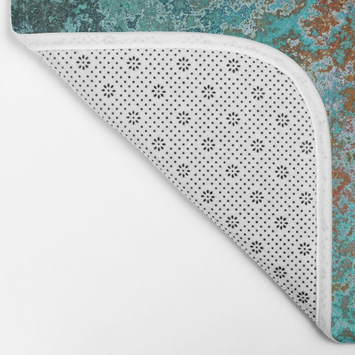 Vintage Teal and Copper Rust Bath Mat Gallery Image 2