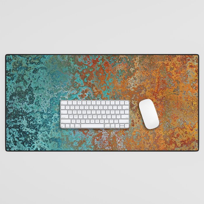 Vintage Teal and Copper Rust Desk Mat Gallery Image 1