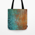 Vintage Teal and Copper Rust Tote Bag Gallery Image 1