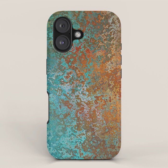 Vintage Teal and Copper Rust iPhone Case Gallery Image 1