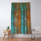 Vintage Teal and Copper Rust Window Curtain Gallery Image 5