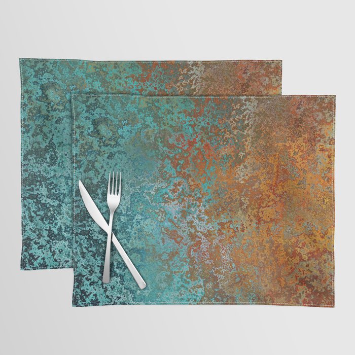 Vintage Teal and Copper Rust Placemat Gallery Image 1