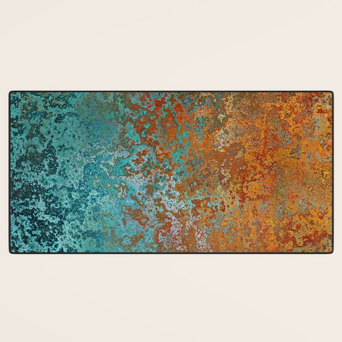 Vintage Teal and Copper Rust Desk Mat Gallery Image 3