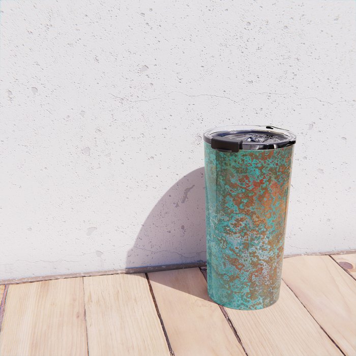 Vintage Teal and Copper Rust Travel Mug Gallery Image 4