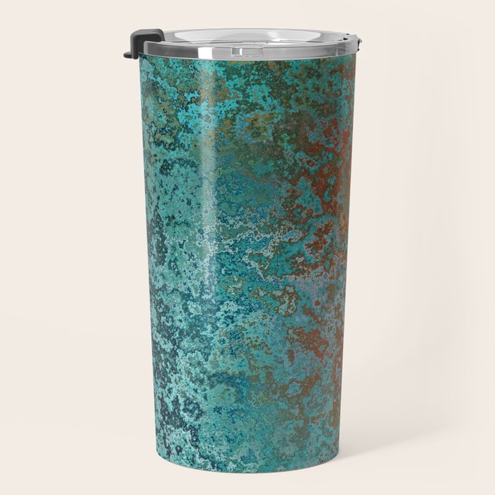 Vintage Teal and Copper Rust Travel Mug Gallery Image 3
