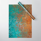 Vintage Teal and Copper Rust Wrapping Paper Gallery Image 1
