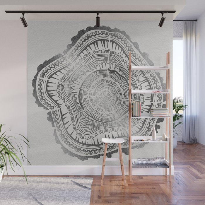 Growth Rings - 65 Years - Silver Wall Mural Gallery Image 1