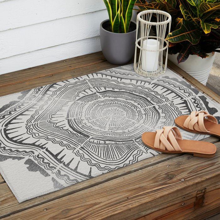 Growth Rings - 65 Years - Silver Outdoor Rug Gallery Image 2