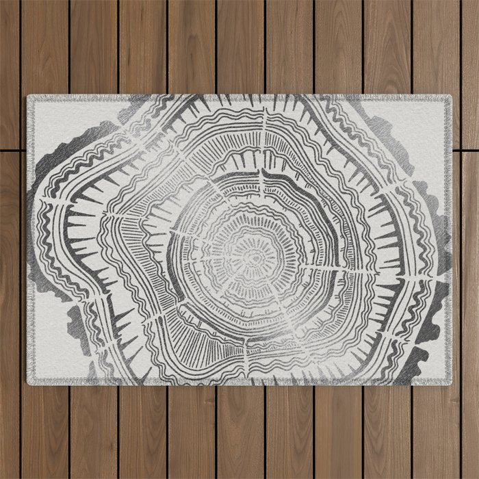 Growth Rings - 65 Years - Silver Outdoor Rug Gallery Image 1