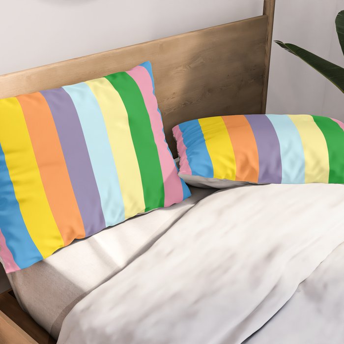 Fun Stripes Colorful Vertical Pattern Pillow Sham Gallery Image 2