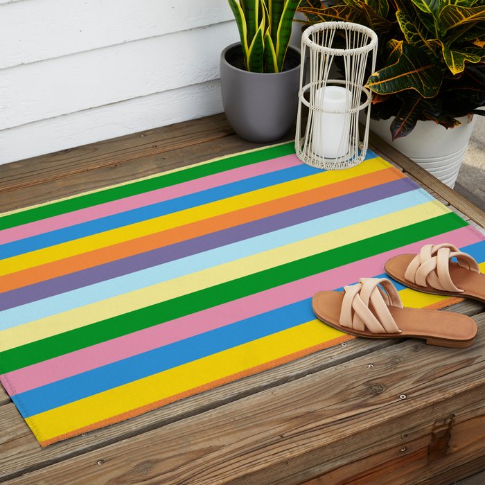 Fun Stripes Colorful Vertical Pattern Outdoor Rug Gallery Image 2