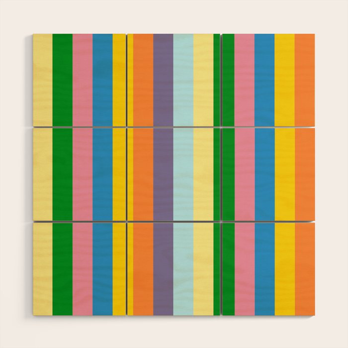 Fun Stripes Colorful Vertical Pattern Wood Wall Art Gallery Image 1