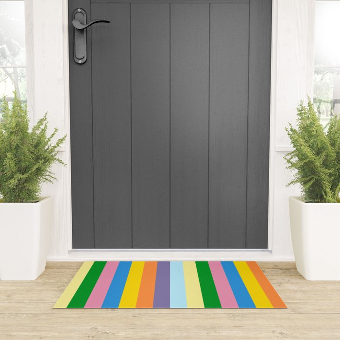 Fun Stripes Colorful Vertical Pattern Welcome Mat Gallery Image 3