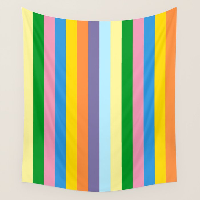 Fun Stripes Colorful Vertical Pattern Wall Tapestry Gallery Image 4
