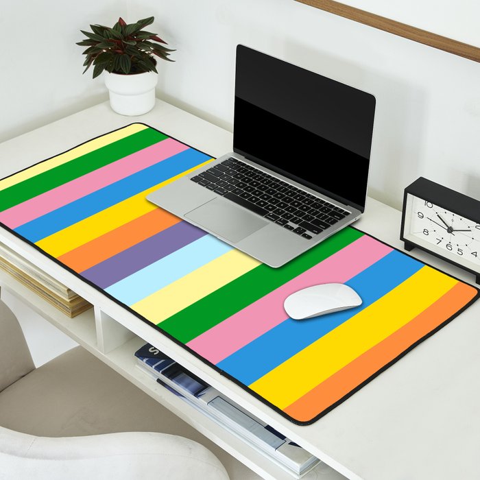 Fun Stripes Colorful Vertical Pattern Desk Mat Gallery Image 2