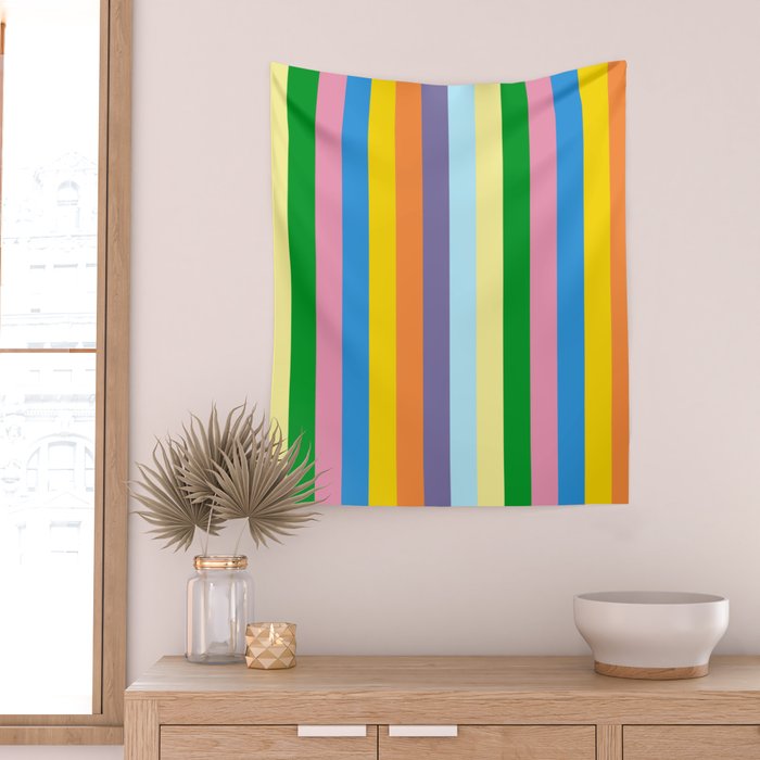 Fun Stripes Colorful Vertical Pattern Wall Tapestry Gallery Image 2
