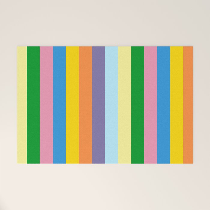 Fun Stripes Colorful Vertical Pattern Welcome Mat Gallery Image 1