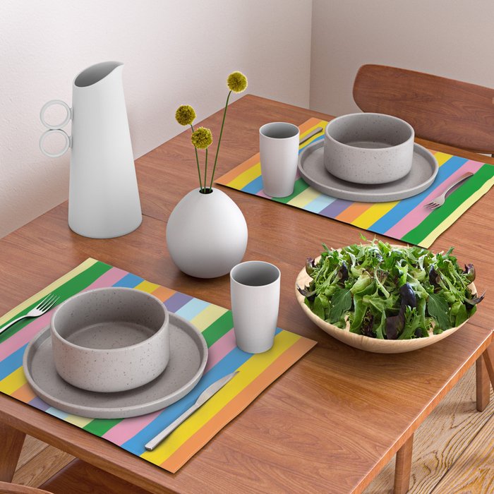 Fun Stripes Colorful Vertical Pattern Placemat Gallery Image 2