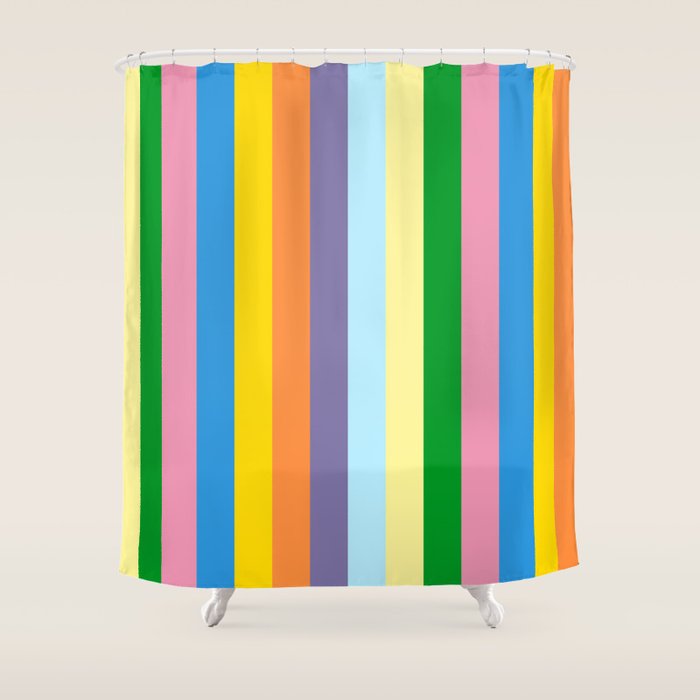 Fun Stripes Colorful Vertical Pattern Shower Curtain Gallery Image 1