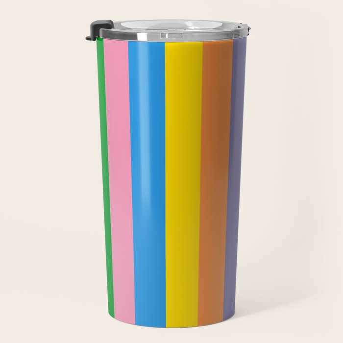 Fun Stripes Colorful Vertical Pattern Travel Mug Gallery Image 3