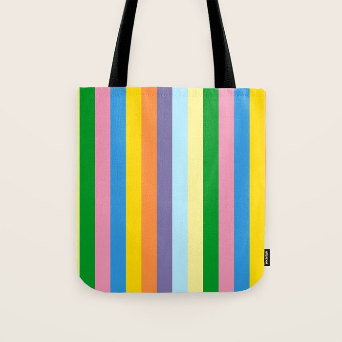 Fun Stripes Colorful Vertical Pattern Tote Bag Gallery Image 1