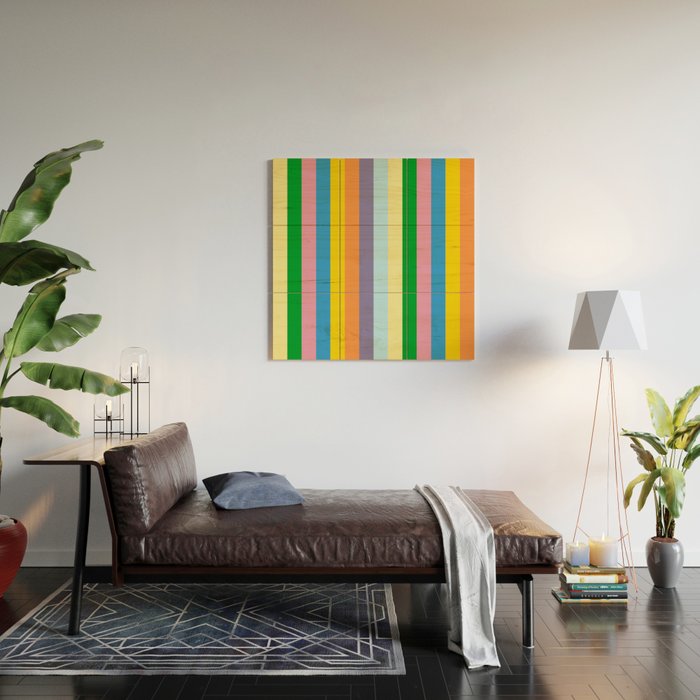 Fun Stripes Colorful Vertical Pattern Wood Wall Art Gallery Image 2
