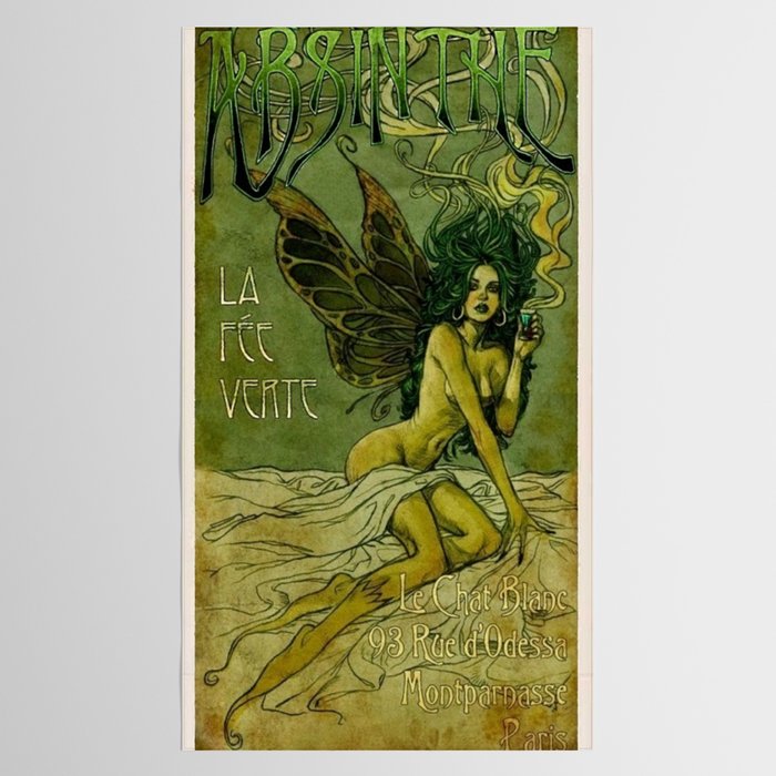 Vintage Parisian Green Fairy Absinthe Alcoholic Aperitif Advertisement Poster Tablecloth Gallery Image 2