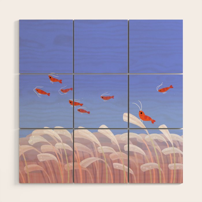 Flying cherry shrimp Wood Wall Art Gallery Image 1
