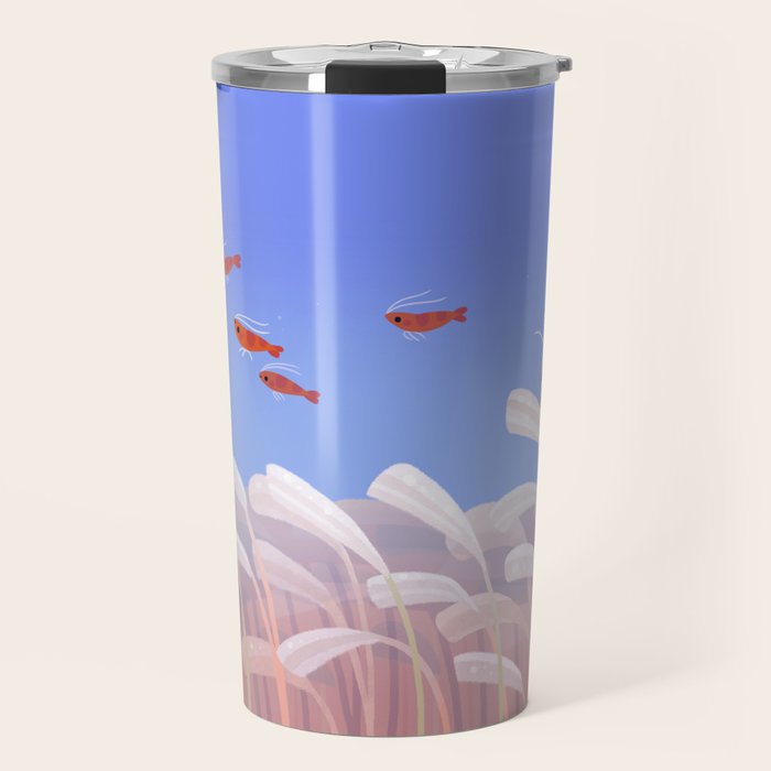Flying cherry shrimp Travel Mug Gallery Image 1
