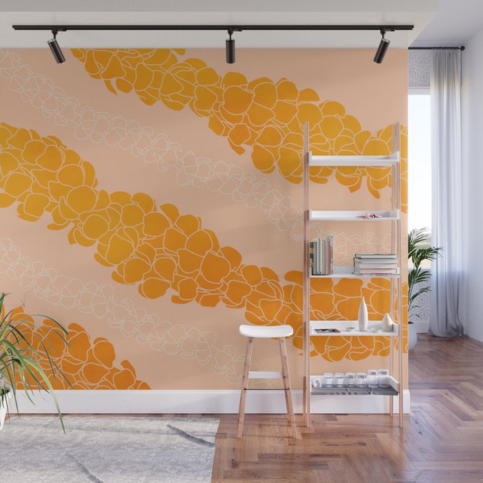 Puakenikeni leis on coral pink Wall Mural Gallery Image 1