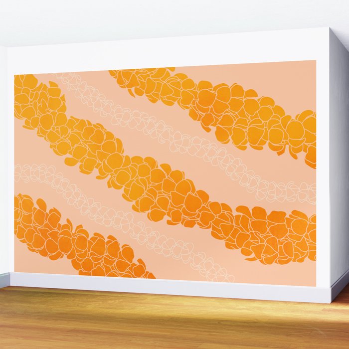 Puakenikeni leis on coral pink Wall Mural Gallery Image 2