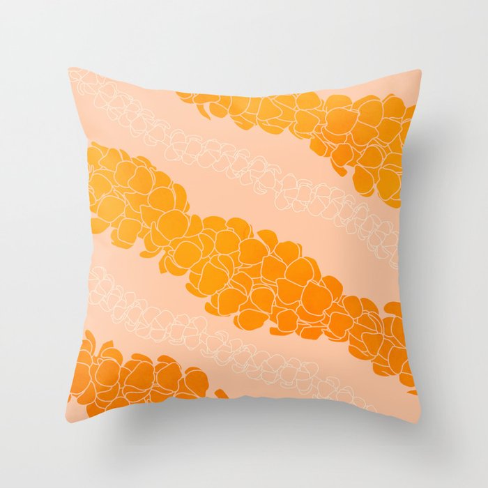 Puakenikeni leis on coral pink Throw Pillow Gallery Image 6