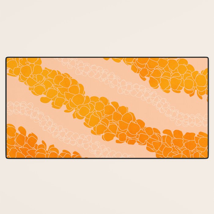 Puakenikeni leis on coral pink Desk Mat Gallery Image 3