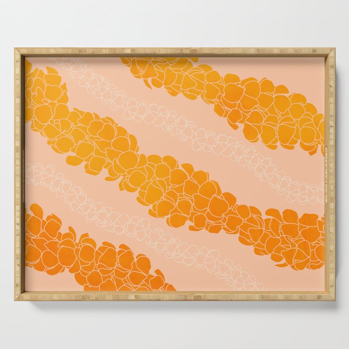Puakenikeni leis on coral pink Serving Tray Gallery Image 1