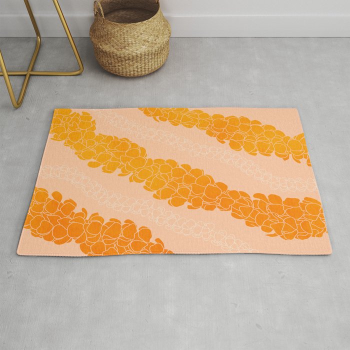 Puakenikeni leis on coral pink Rug Gallery Image 1
